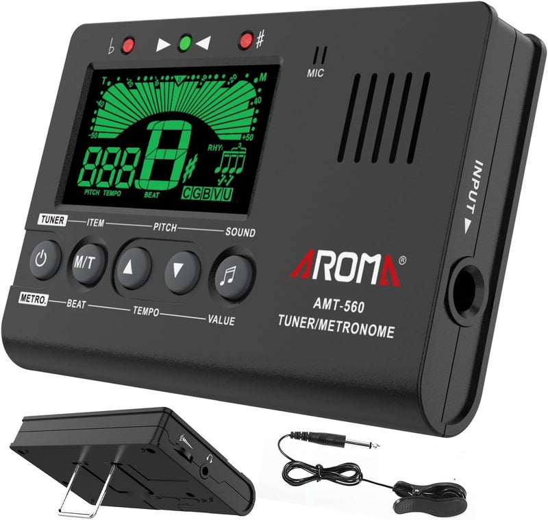 Moreup Digital Metronome Tuner Tone Generator, 3 in 1 Musical Tool with Contact Clip-on Microphone for Guitar Bass Violin Ukulele Chromatic Clarinet Flute Trumpet - Image 1